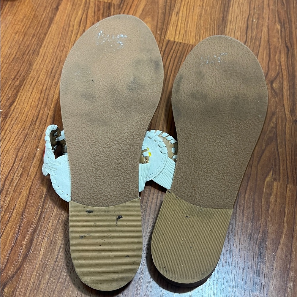 Jack Rogers Sz 8 M Lauren Sandals White w/ Multicolor Accents EUC - Picture 7 of 9